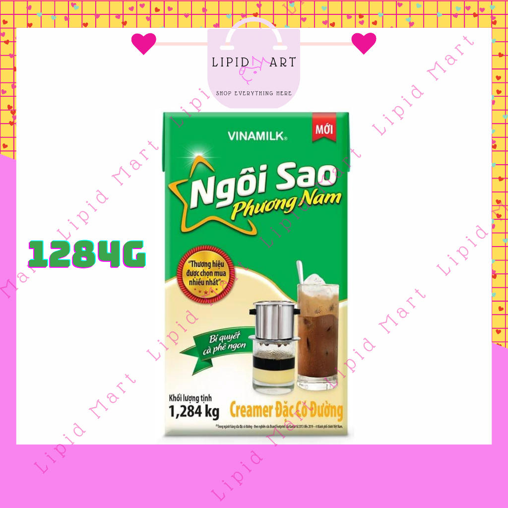 Sữa đặc có đường Ngôi sao Phương Nam Xanh lá hộp giấy 1,284kg (1284g)