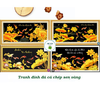 Tranh đính đá Cá chép sen vàng