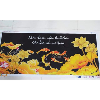 Tranh đính đá Cá chép sen vàng (tranh chưa đính)