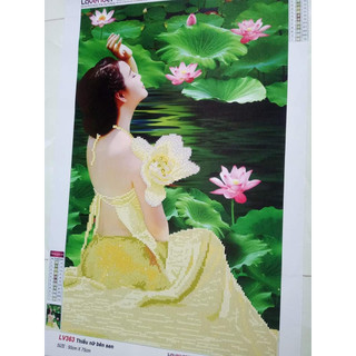 Tranh đính đá Thiếu Nữ Nghệ Thuật  (tranh chưa đính)