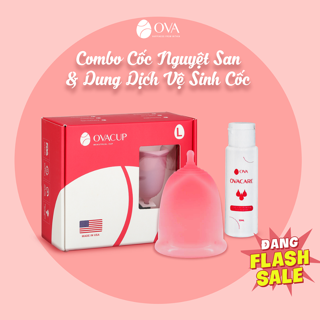 Combo Cốc nguyệt san OvaCup và dung dịch vệ sinh cốc OvaCare dung tích 30ml