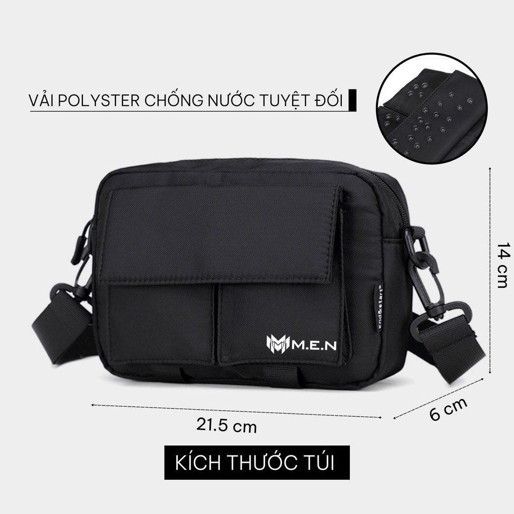 Túi đeo chéo nam trơn Men đen ngầu coolbag kiểu dáng đi chơi phượt 5 ngăn