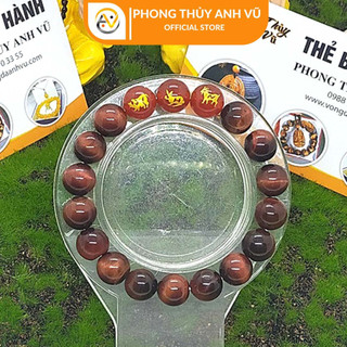 Vòng tay tam hợp hợi mão mùi - Vòng phong thủy mệnh hỏa màu đỏ nâu - Bảo hành 12 tháng