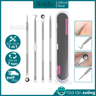 Bộ 4 món que nặn mụn đầu đen, bộ dụng cụ lấy mụn trứng cá, cây nặn mụn 2 đầu mụn bọc