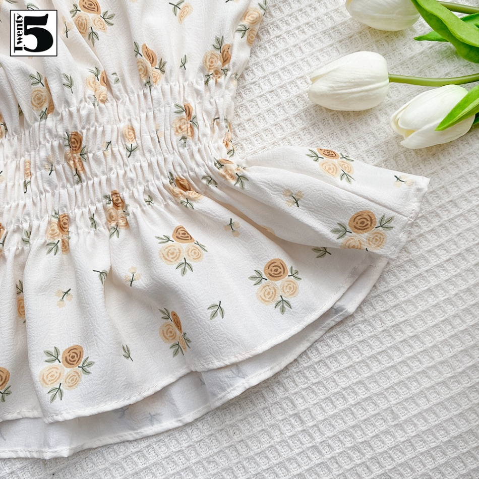 Áo kiểu hình hoa, có 2 nhún bèo Twenty.Five 4911