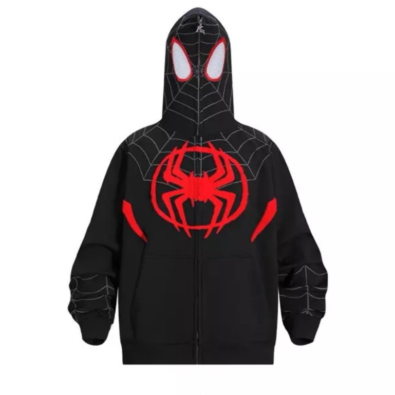Áo Khoác Nỉ Spider Man Nhện Đỏ ❤ Áo Hoodie Khóa Mũ 2 Lớp Dày Dặn Dáng Rộng Nam Nữ NVA529