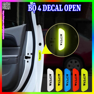 Bộ Decal 4 Miếng Open phản quang dán cánh cửa xe cảnh báo va chạm