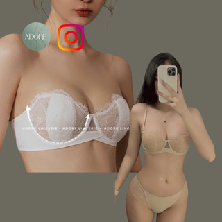 [Ảnh shop chụp] Bộ Đồ Lót Cúp Ngang Tháo Quai (Kèm Quần) 1113