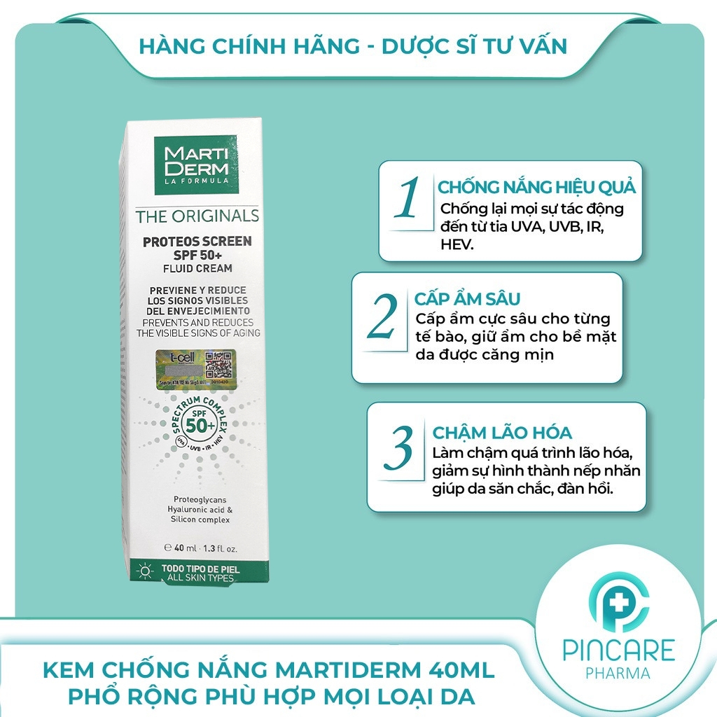 Kem chống nắng MartiDerm The Originals Proteos Screen SPF50+ chống lão hóa - Nhà thuốc PinCare