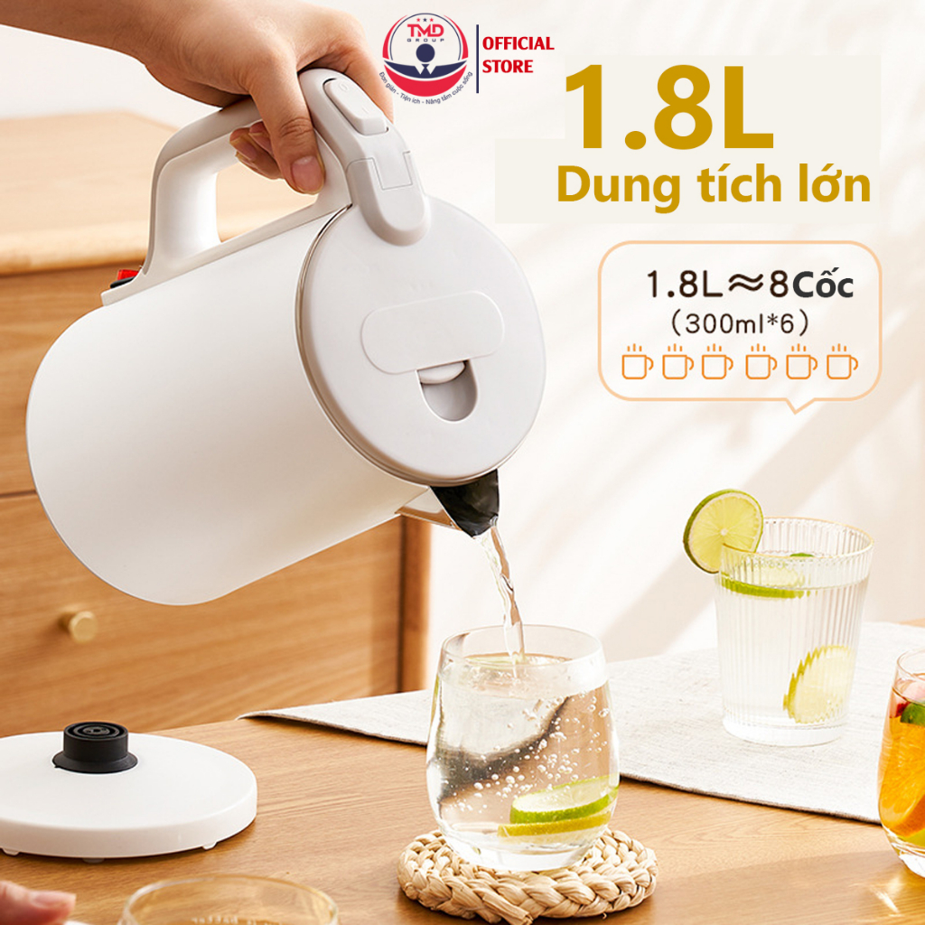 Ấm siêu tốc giữ nhiệt TMD 1,8lit tự động tắt nguồn, công suất lớn - Ấm đun nước thép không rỉ 304