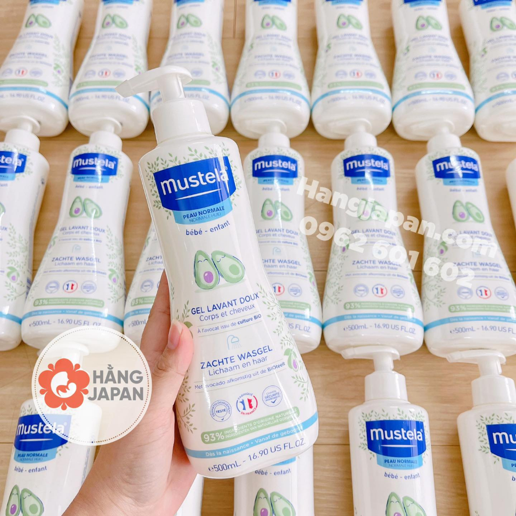 Bộ sản phẩm sữa tắm gội, dưỡng da, dầu massage Mustela 2in1 tinh chất bơ an toàn cho bé sơ sinh chính hãng - Hàng Pháp