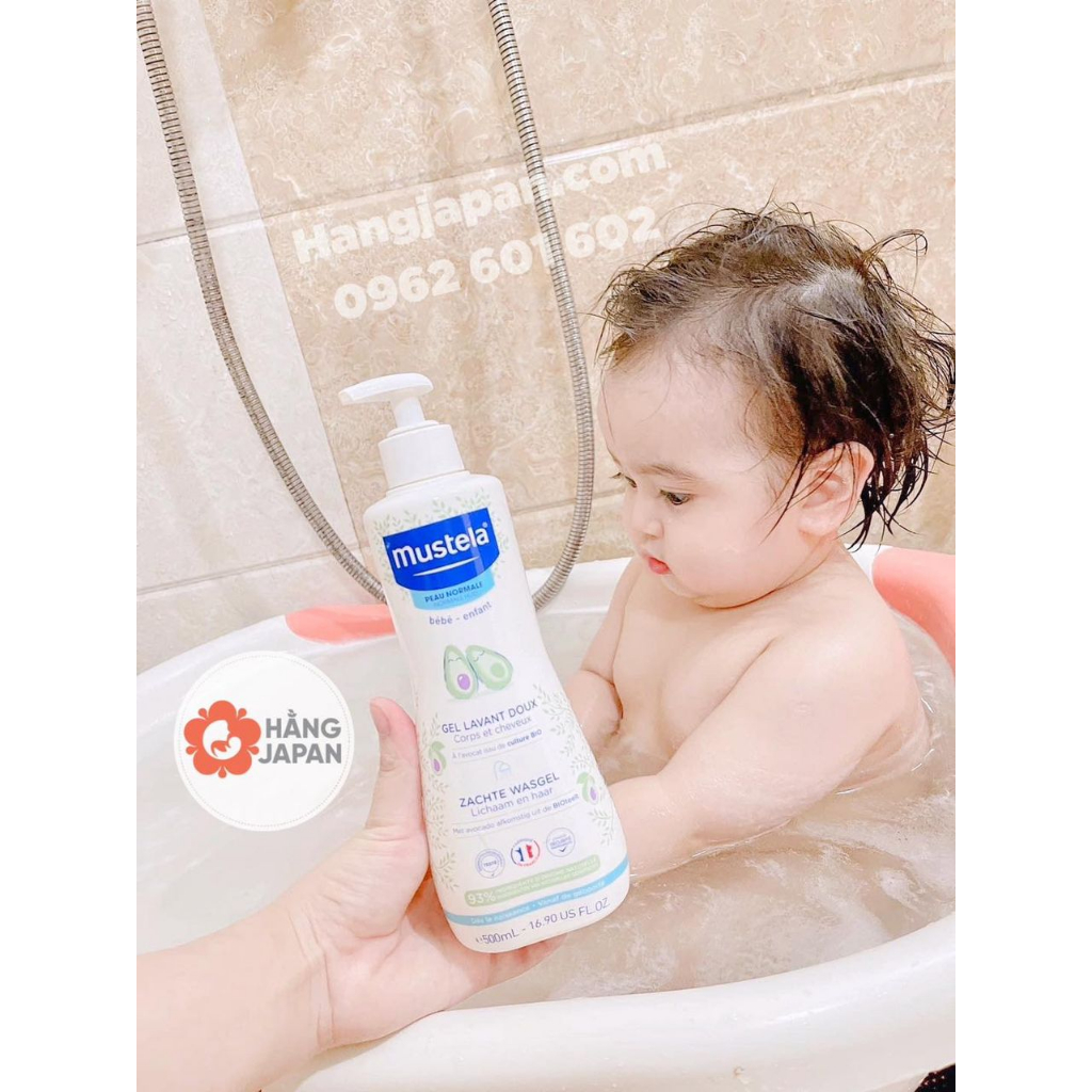 Bộ sản phẩm sữa tắm gội, dưỡng da, dầu massage Mustela 2in1 tinh chất bơ an toàn cho bé sơ sinh chính hãng - Hàng Pháp