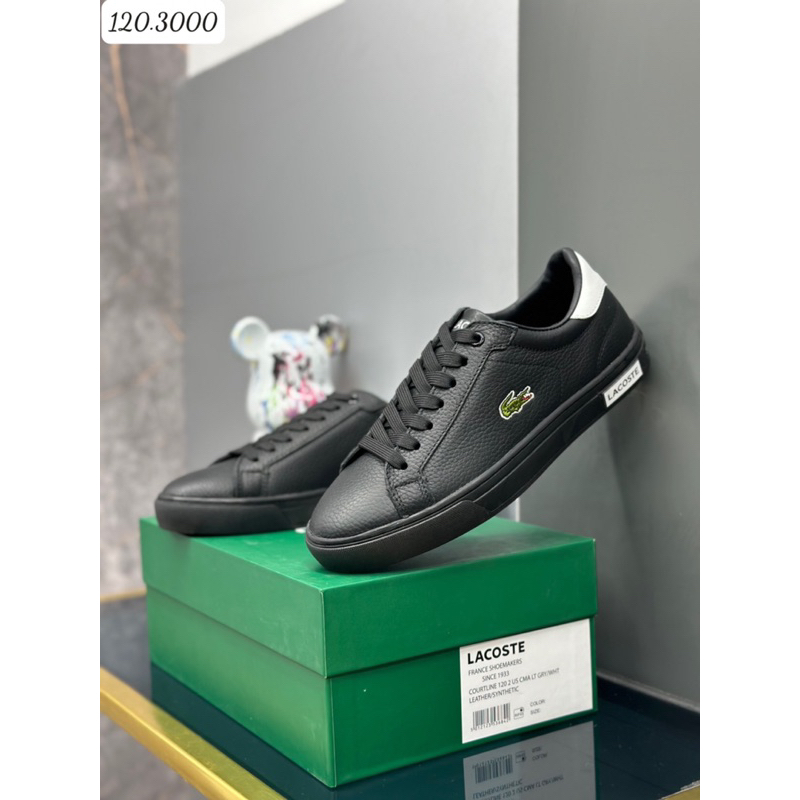 Giày buộc dây Lacos cá sâu da thật 2 màu đen trắng