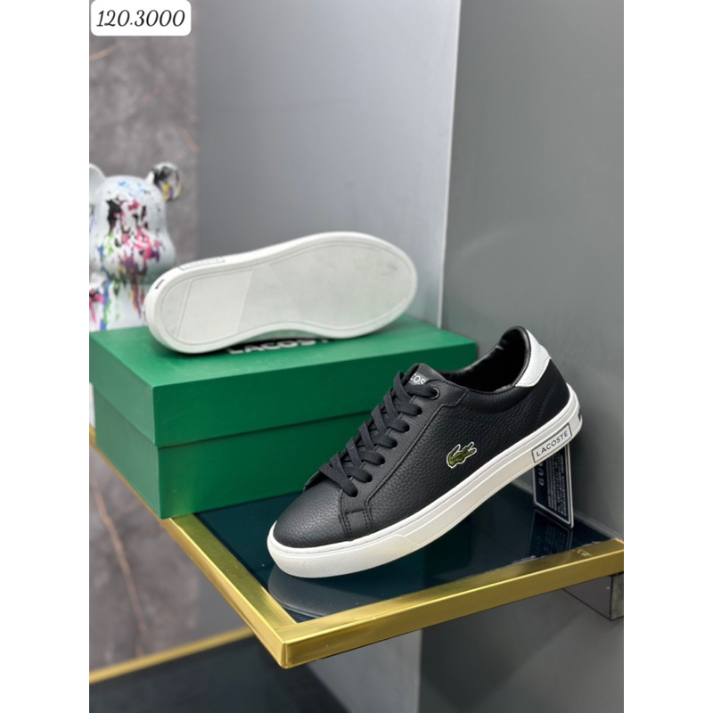 Giày buộc dây Lacos cá sâu da thật 2 màu đen trắng