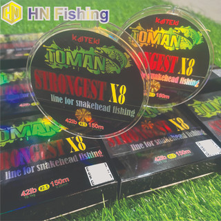 Dây dù PE Toman strongest X8 150m Thái Lan chuyên câu lure, dù câu x8 cao cấp mẫu mới 2023