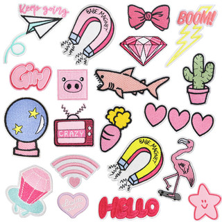 Zanmo sticker ủi thêu - patch thêu ủi hoặc quần áo balo chủ đề màu hồng