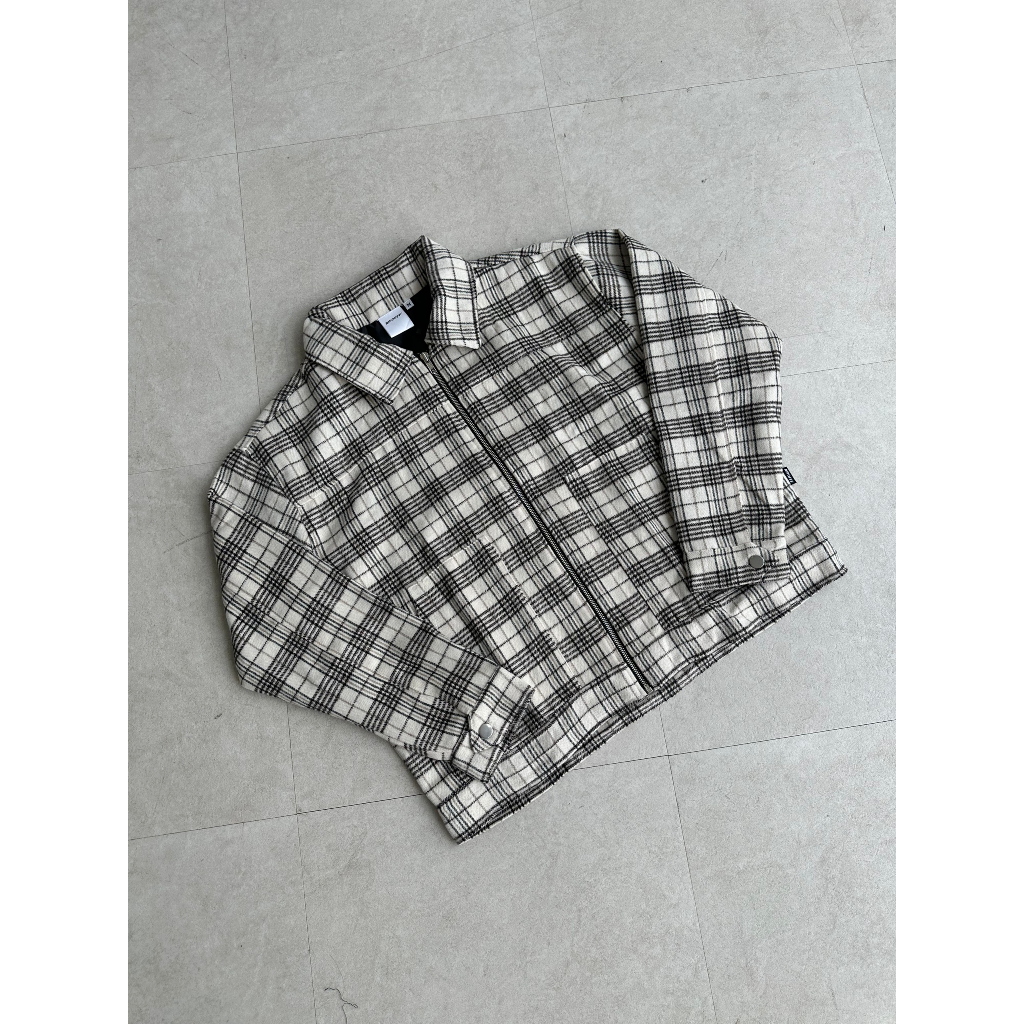 RIPOFFF Checked Zip Jacket  - Đen/Kem