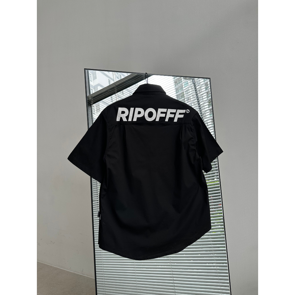 RIPOFFF Short Sleeve Shirt - Black (Áo khoác kate tay ngắn màu đen form fit)