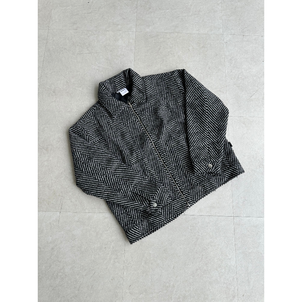 RIPOFFF Checked Zip Jacket  - Đen/Kem