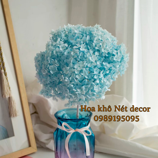 Cành hoa Khô Cẩm Tú Cầu Hydrangea decor trang trí nhà cửa