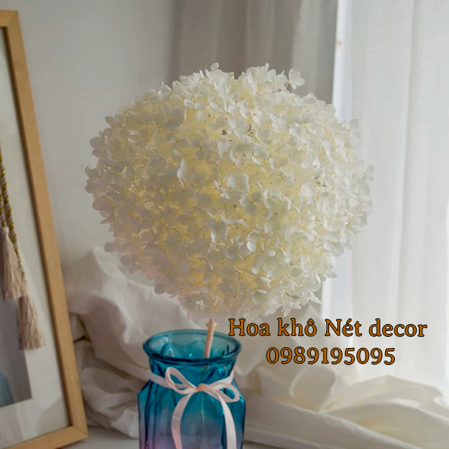 Cành hoa Khô Cẩm Tú Cầu Hydrangea decor trang trí nhà cửa