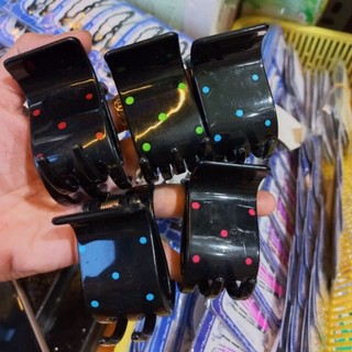 Combo 6 cái Kẹp tóc 5 răng chấm bi đen bóng