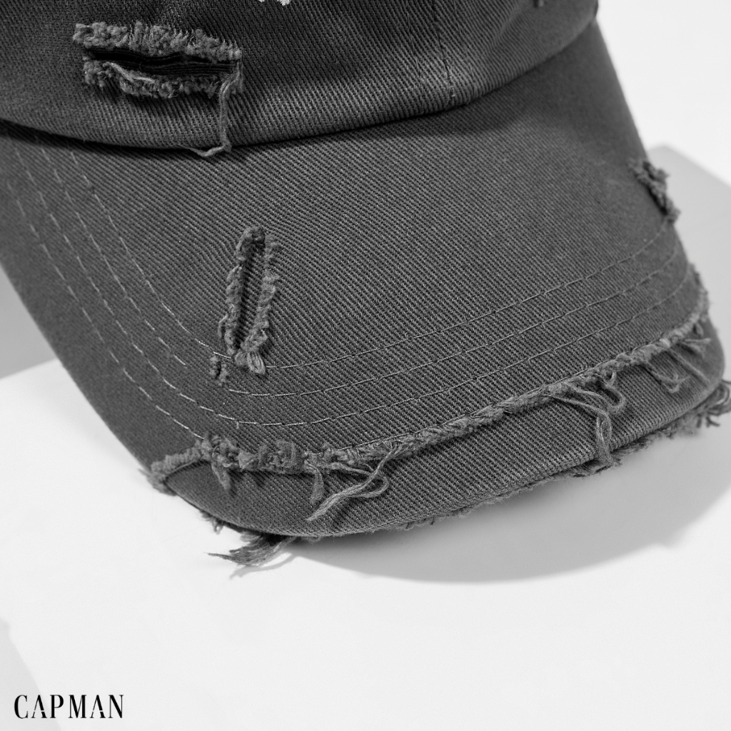 Mũ lưỡi trai jean rách 1999 CAPMAN màu xám CM23