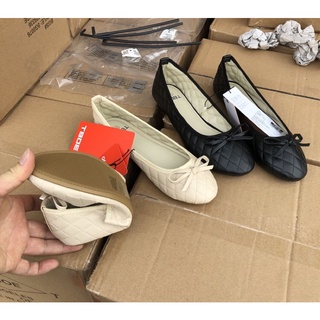 Giày đế bằng ô trám xuất dư phối nơ, giày bệt xuất đen trơn siêu êm , siêu rẻ