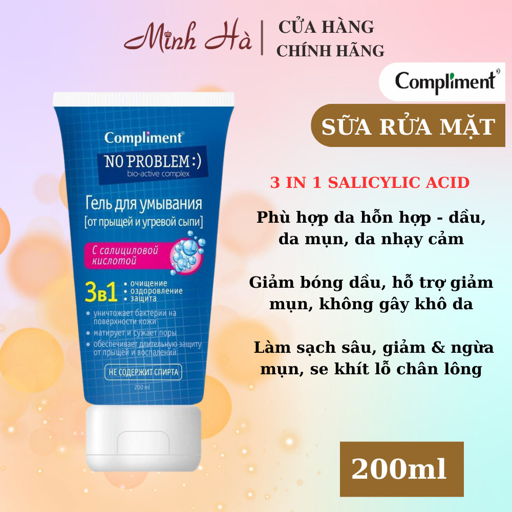 Sữa rửa mặt Compliment No Problem 200ml giúp làm sạch và giảm mụn