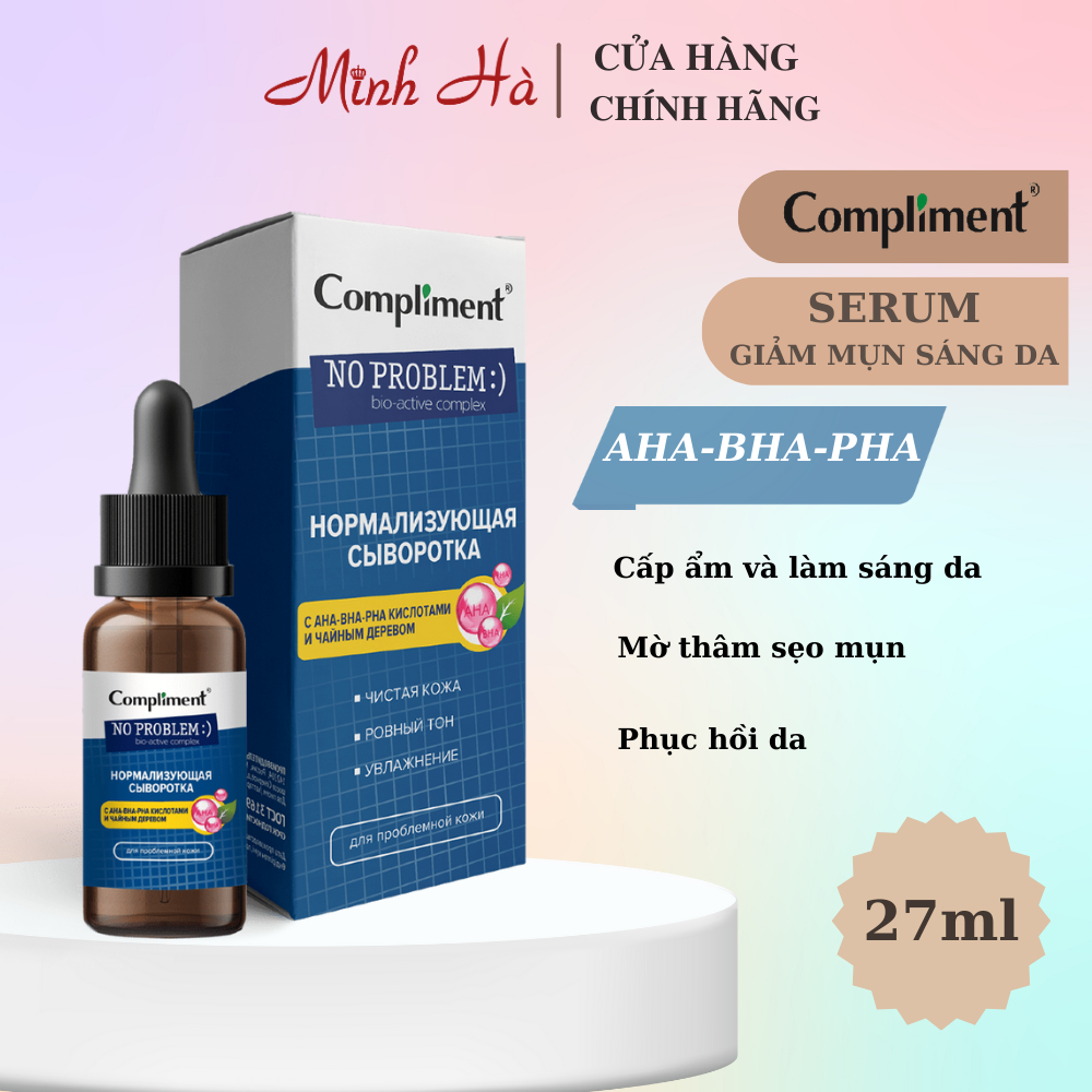 Serum Compliment 2% BHA ,5% Hyaluronic Acid & 20% Vitamin C AHA BHA PHA 27ml làm sạch da, giảm mụn trắng da căng bóng