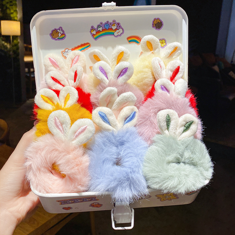 Dây buộc tóc thỏ lông mềm mại dễ thương cho bé