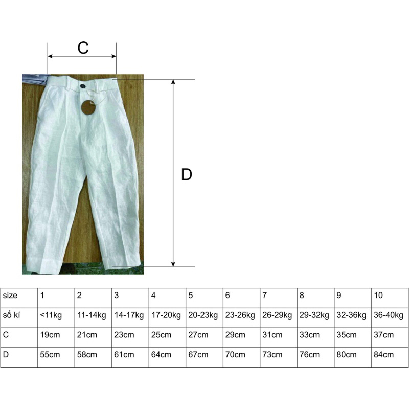 Quần dài linen bé trai/bé gái