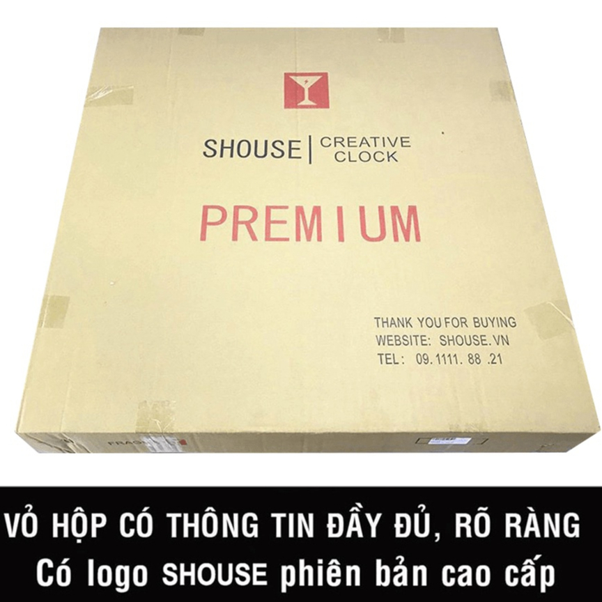 Đồng hồ treo tường trang trí nghệ thuật S-A209 Shouse kim trôi không gây tiếng động hiện đại sang trọng phòng khách