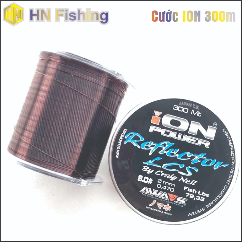 Cước câu cá ION 300m, chống xoắn, bền dai. Dây câu cá chịu tải cao, chống mài mòn. Hoàng Nam Fishing