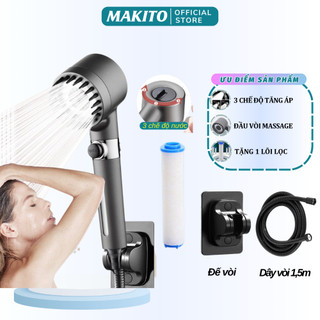 Vòi Hoa Sen Makito 3 Chế Độ Phun Đầu Vòi Massasge Tiết Kiệm Nước