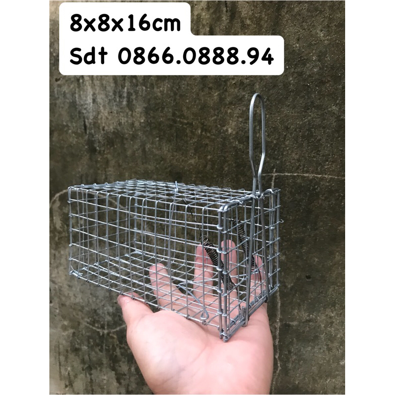 Lồng bẫy chuột đường mòn dưới 4 lạng.(8x8x16cm) 2 lò xo.(lưới dày )