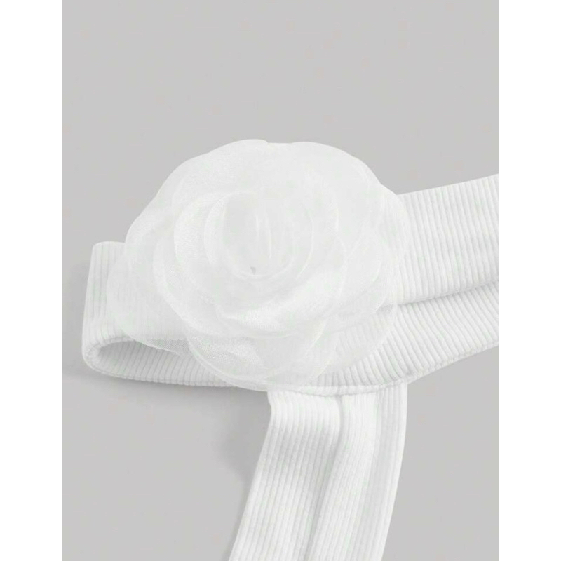 Linda Top_White áo cúp ngực kèm choker hoa hồng quyến rũ