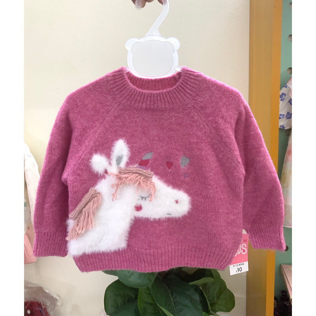 Áo len Pony hồng cho bé gái AMT003