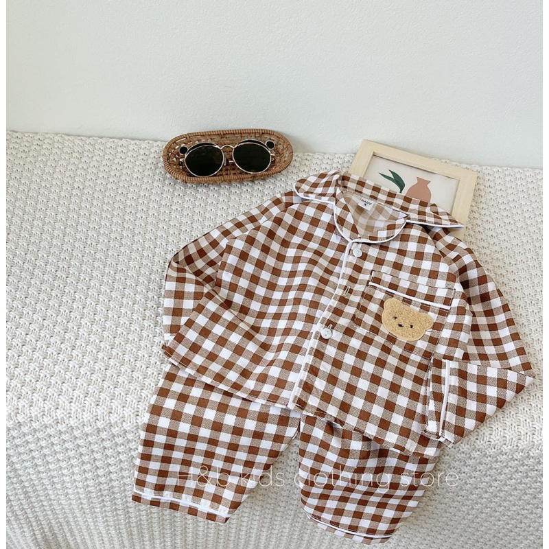 Bộ quần áo dài tay pijama chất đũi xốp cho bé 8-18kg