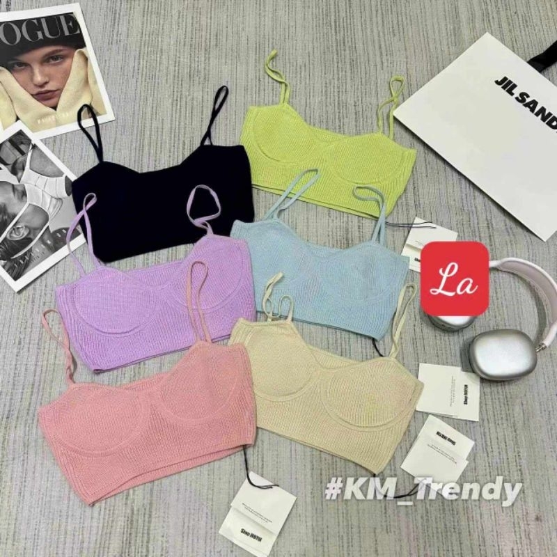 Áo 2 dây len croptop hàng QCL1