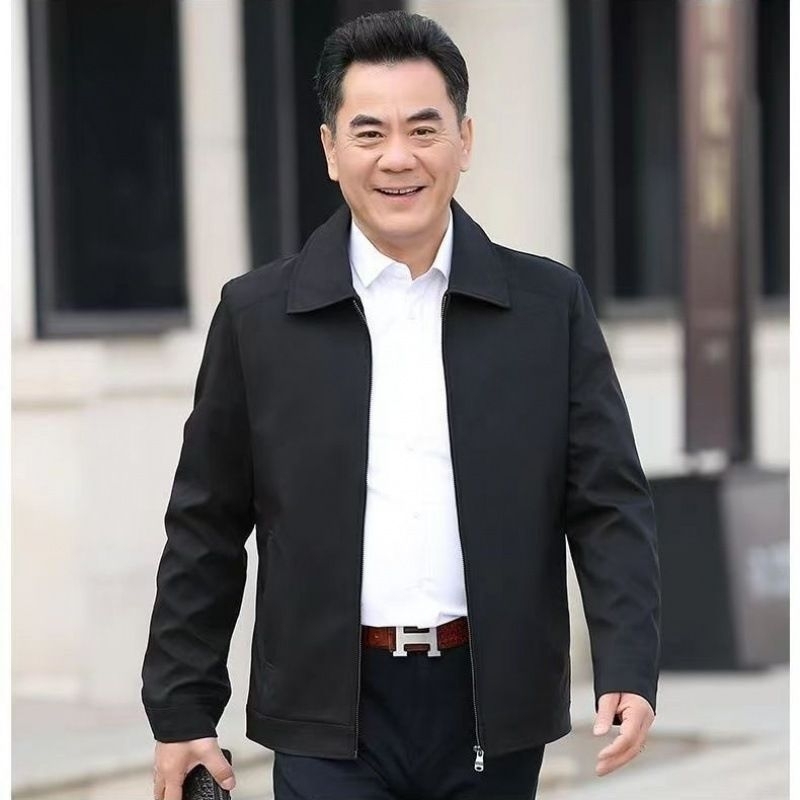 Áo khoác nam trung niên lót lông, áo khoác trung tuổi cổ bẻ
