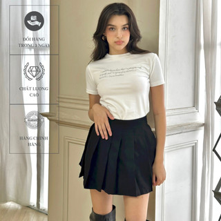 Tiffany studios - áo thun baby tee chữ đen thanh lịch - basic baby tee