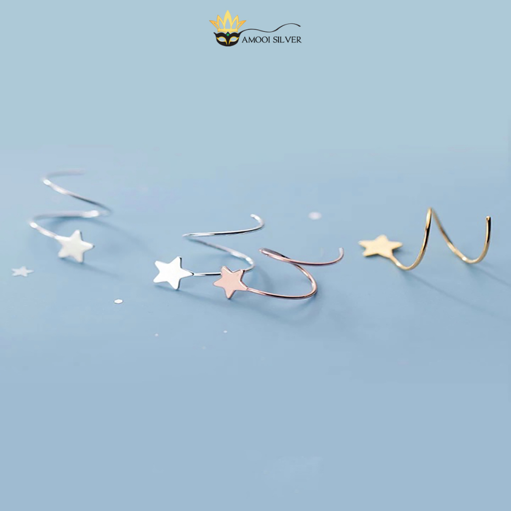 Bông Tai Bạc S925 Ngôi Sao Xoắn Đáng Yêu - AMOOI SILVER ABT025