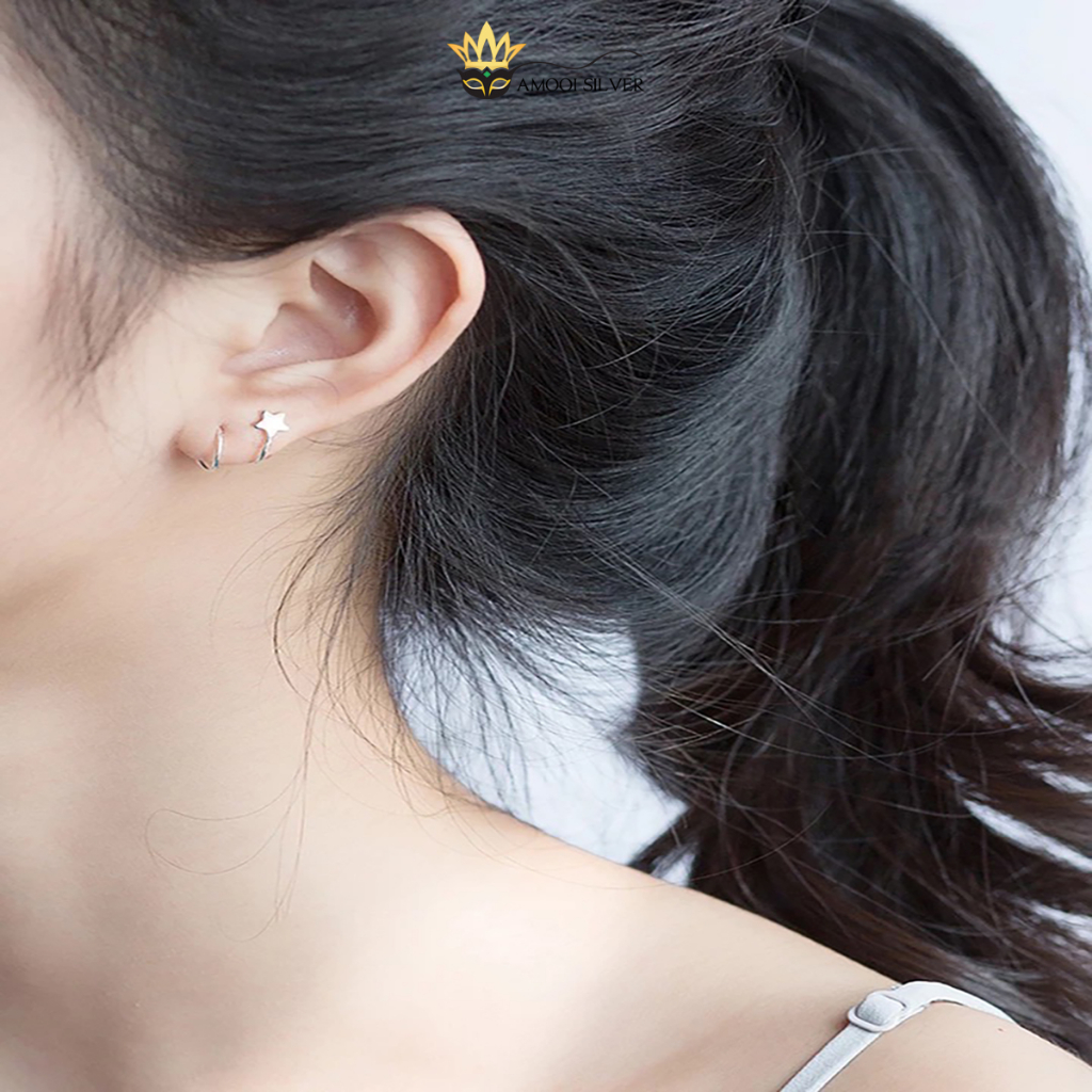 Bông Tai Bạc S925 Ngôi Sao Xoắn Đáng Yêu - AMOOI SILVER ABT025