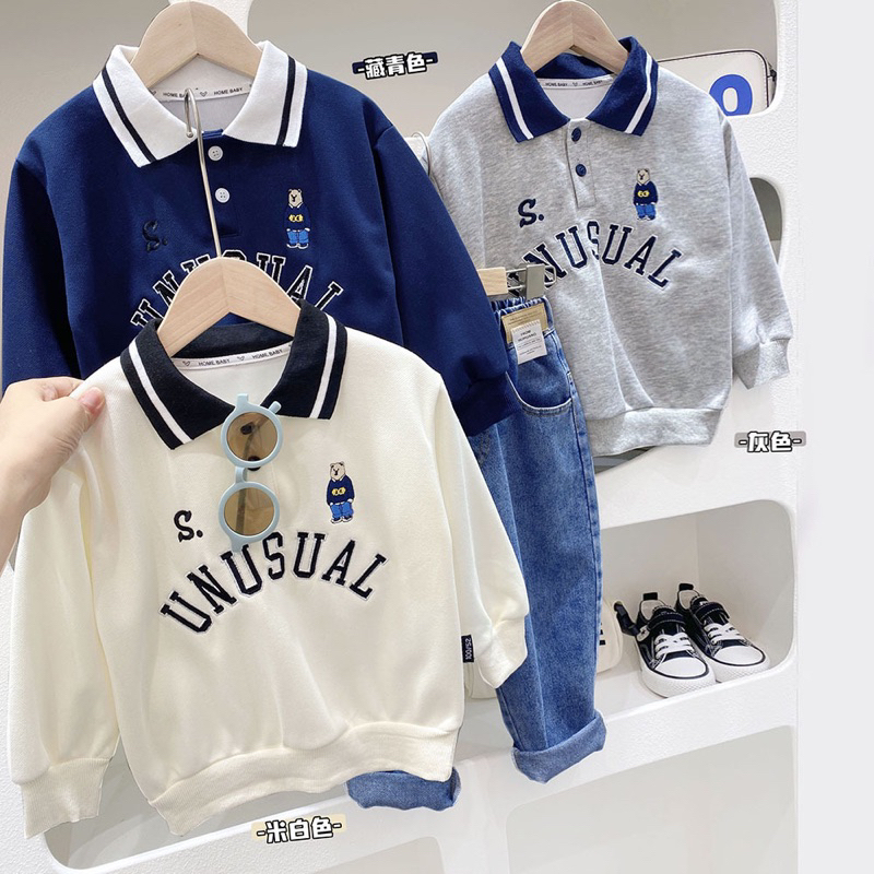 Áo polo dài tay cho bé trai , áo dài tay cho bé EMBES KIDS từ 14kg - 31kg