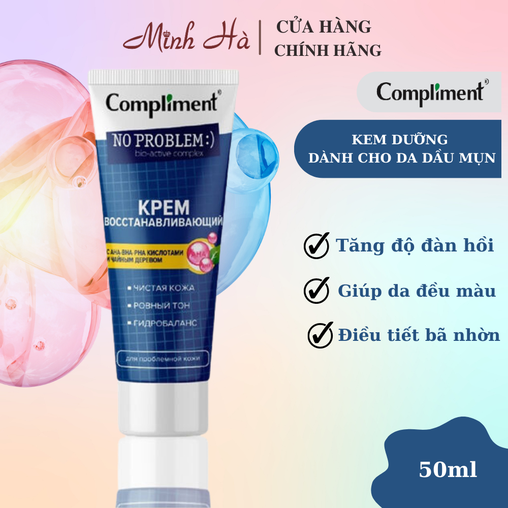 Kem dưỡng Compliment No Problem AHA BHA 50ml dành cho da dầu mụn