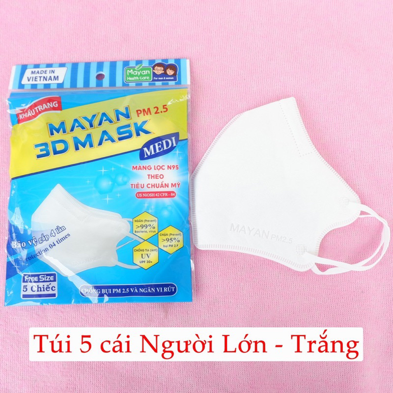 Khẩu Trang Người Lớn Chống Khói Bụi Và Ngăn Vi Khuẩn Mayan 3D Mask Medi