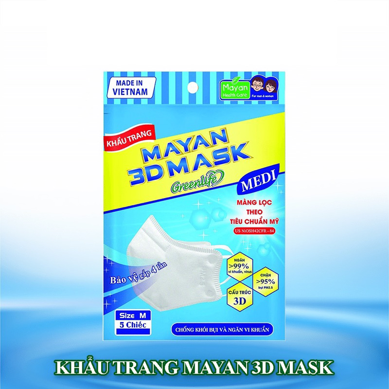 Khẩu Trang Người Lớn Chống Khói Bụi Và Ngăn Vi Khuẩn Mayan 3D Mask Medi