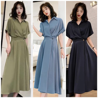 Đầm váy sơ mi nút eo tay ngắn 15 màu xuongvnxk vnxk (kèm hình thật)