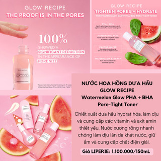 [Glow Recipe] Nước hoa hồng chiết xuất dưa hấu Glow Recipe Watermelon Glow PHA BHA Pore-Tight Toner